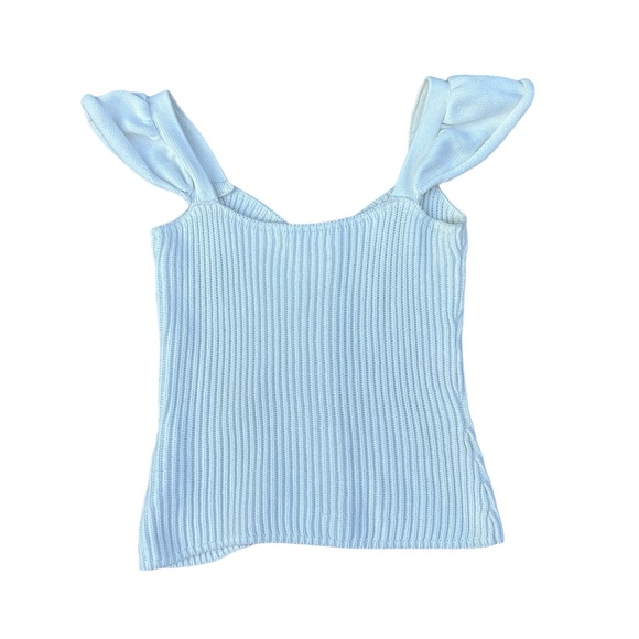 Gorgeous like new cream knit capped shoulder tank with wooden buttons. - Picture 2 of 2